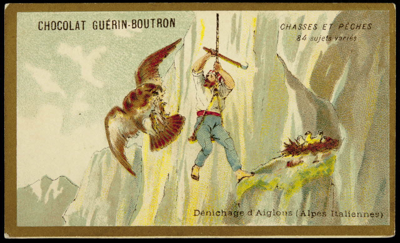 carte réclame CHASSES ET PECHES  Dénichage d'Aiglons (Alpes Italiennes) 1998.77.135.1 Photo