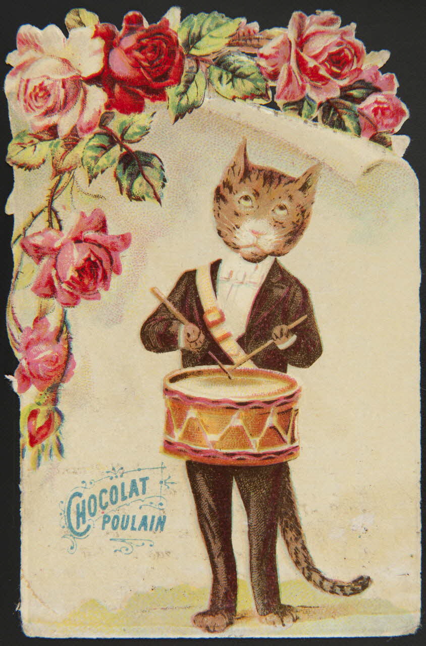 carte réclame Chat costumé jouant du tambour 1998.77.165.1 Photo