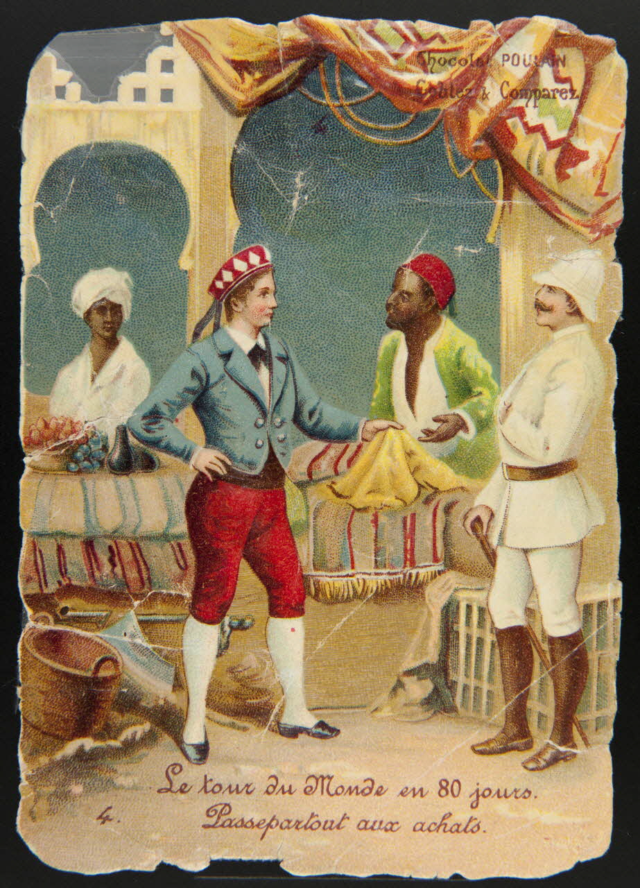 carte réclame 4.  Le tour du Monde en 80 jours.  Passepartout aux achats. 1998.77.169.1 Photo