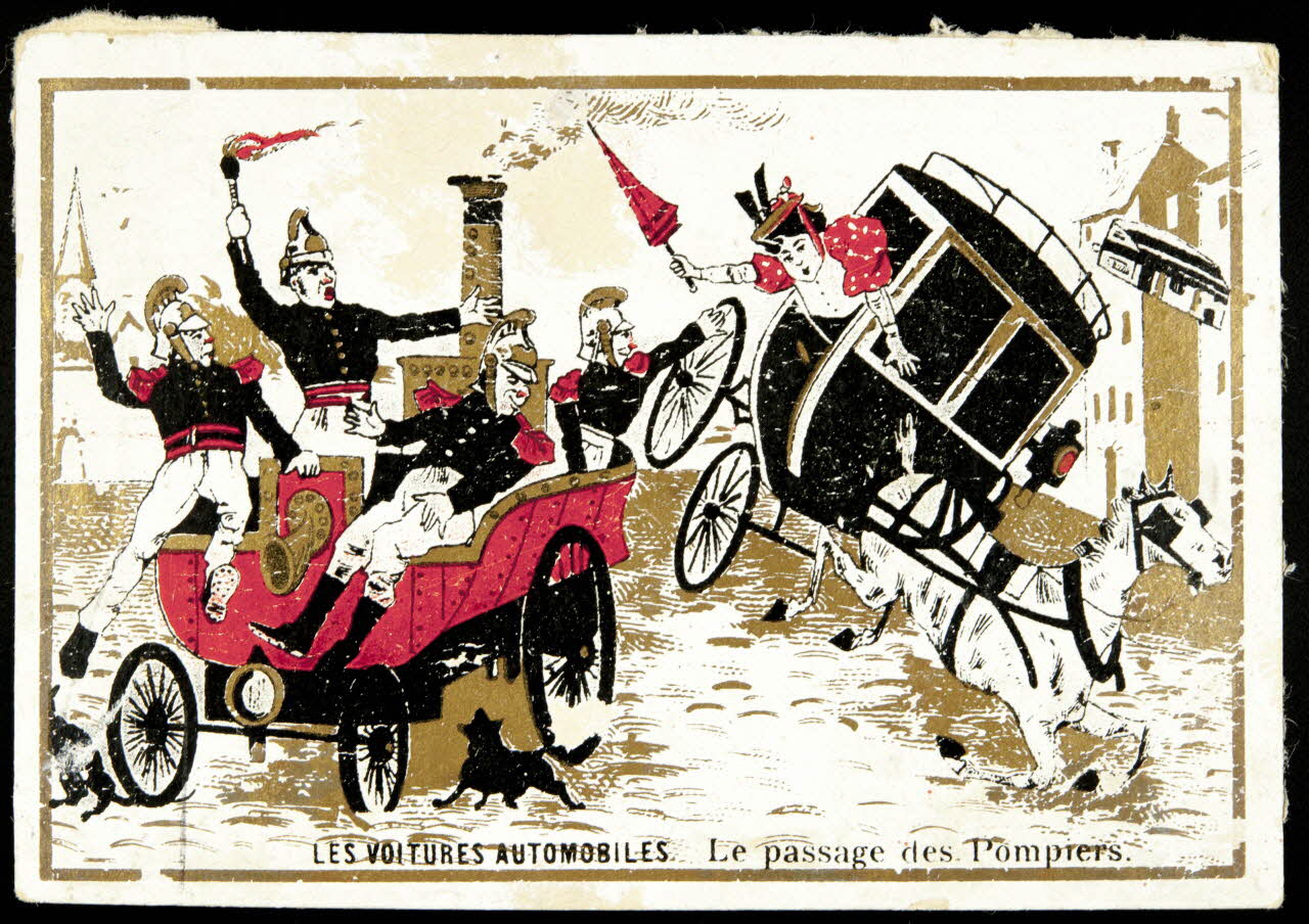 carte réclame LES VOITURES AUTOMOBILES Le passage des Pompiers. 1998.77.199.4 Photo