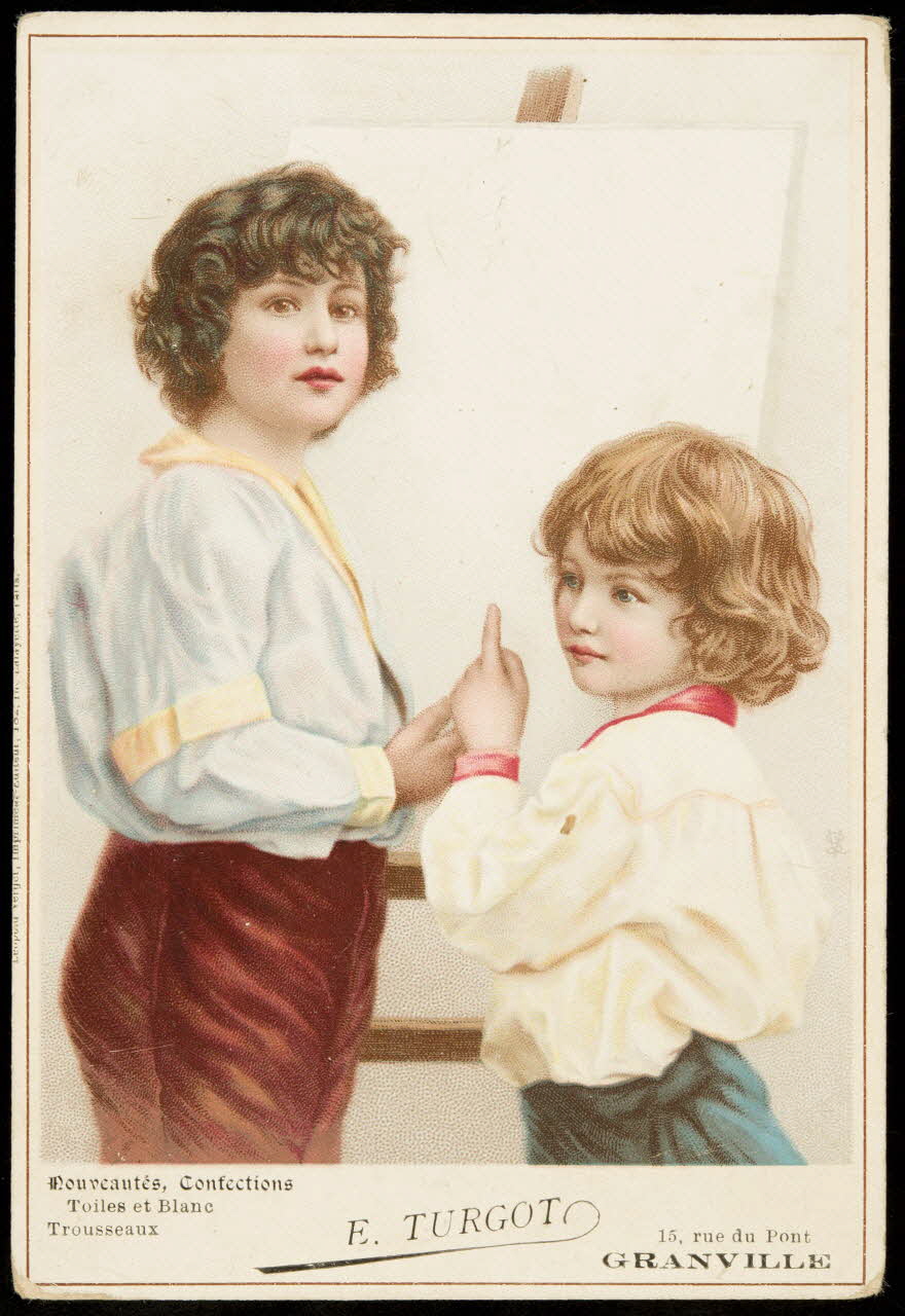 carte réclame Deux garçons face à une toile blanche 1998.77.203.21 Photo