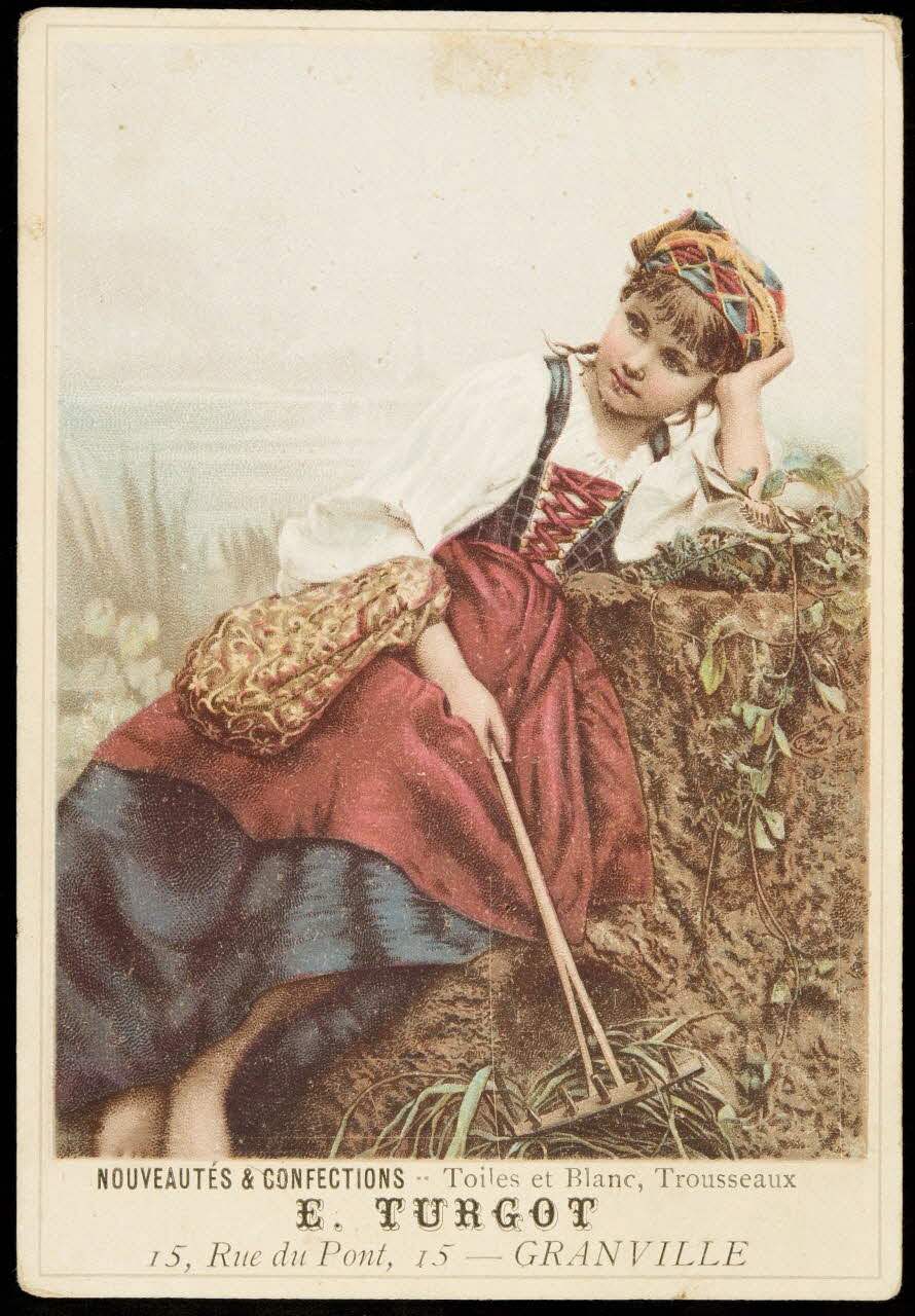 carte réclame Petite fille se reposant sur une motte de terre 1998.77.203.23 Photo