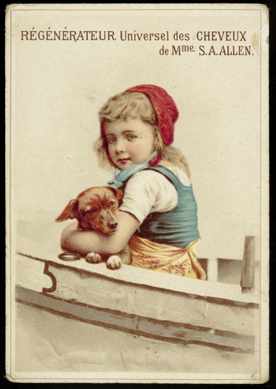 carte réclame Jeune fille tenant son chien 1998.77.203.5 Photo