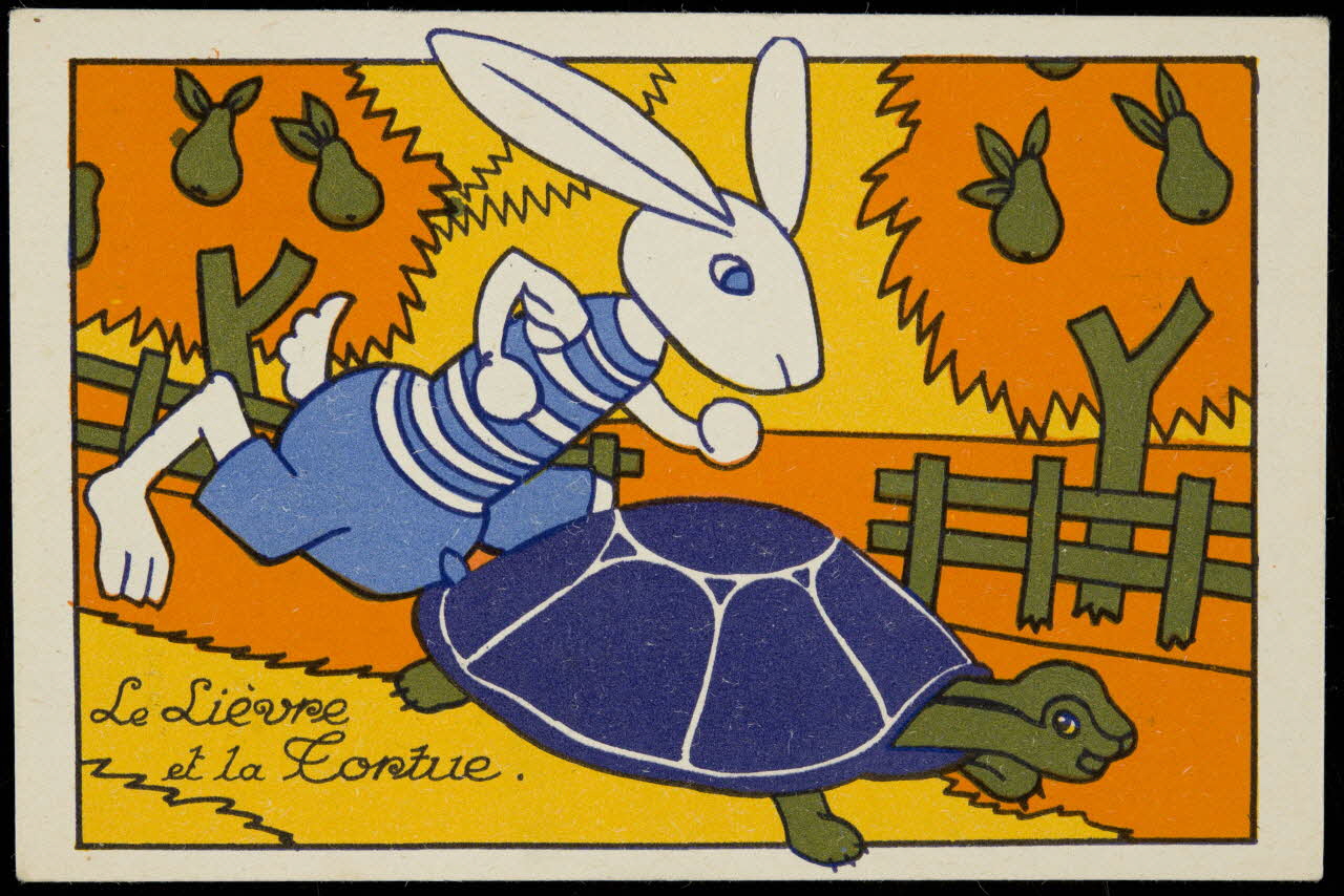 carte réclame Le Lièvre  et la Tortue. 1998.77.208.2 Photo
