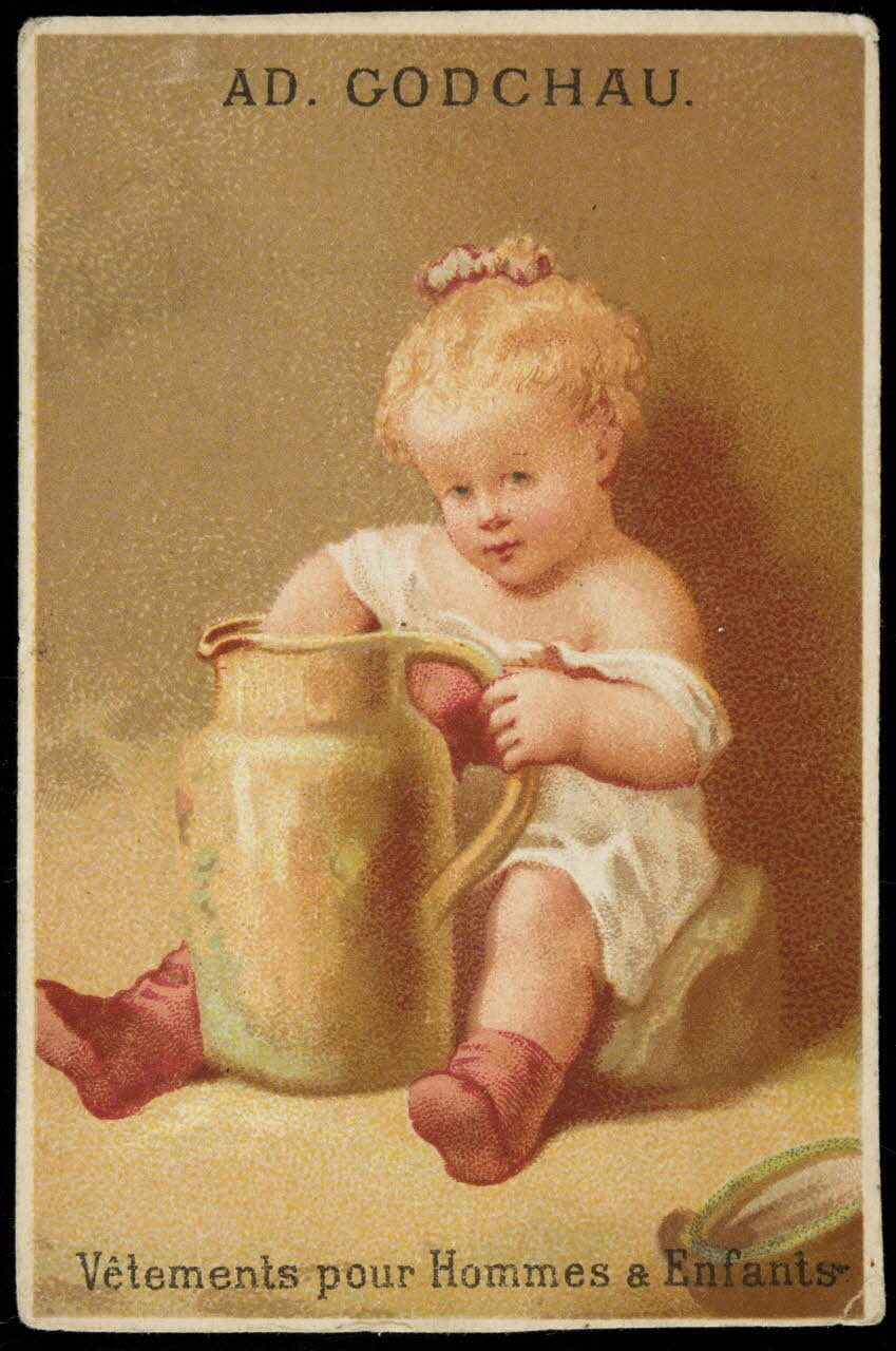 carte réclame Jeune fille assise plongeant la main dans une cruche 1998.77.213.1 Photo