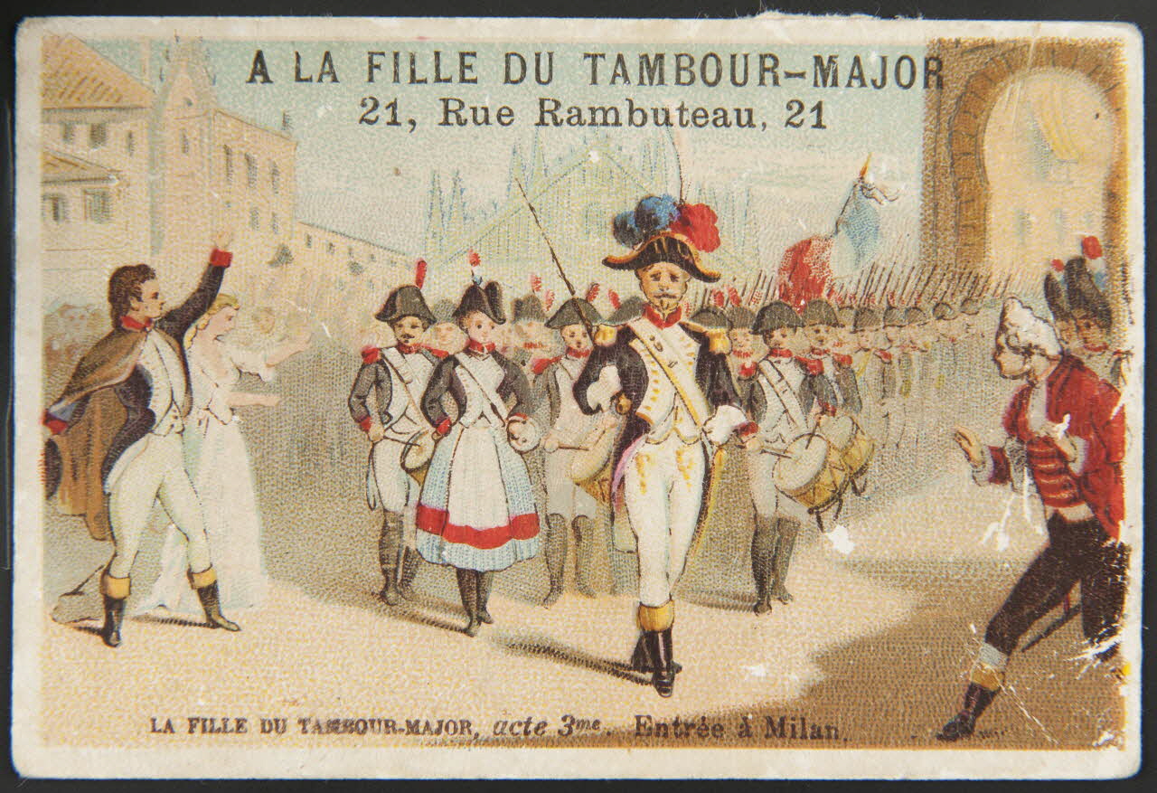 carte réclame LA FILLE DU TAMBOUR-MAJOR, acte 3ème. Entrée à Milan 1998.77.233.1 Photo