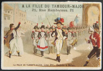 carte réclame LA FILLE DU TAMBOUR-MAJOR, acte 3ème. Entrée à Milan 1998.77.233.1  Photo