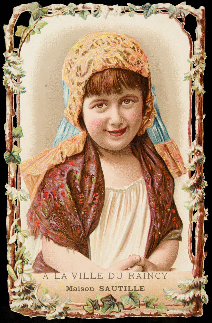 carte réclame Portrait d'une jeune fille en costume traditionnel 1998.77.237.1 Photo