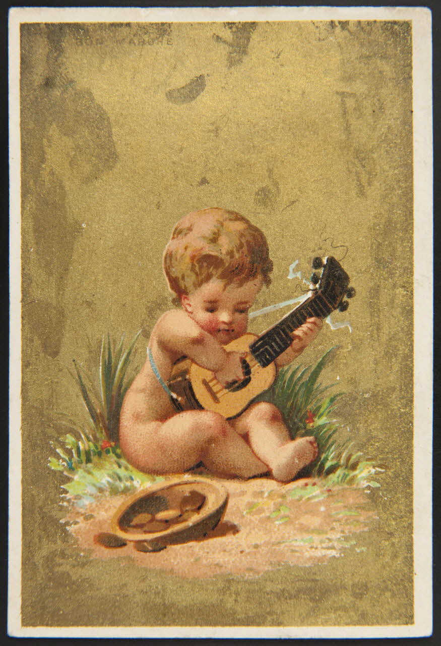 carte réclame Enfant nu jouant de la guitare 1998.77.253.1 Photo