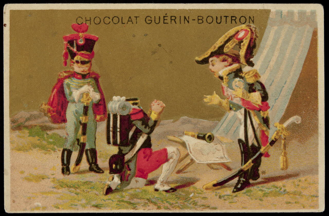 Testu & Massin carte réclame Un soldat sans tête est agenouillé devant un officier Paris 1876-1903 1998.77.257.1 Photo