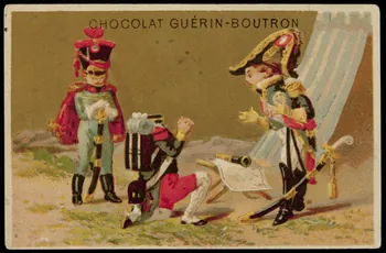 Testu & Massin carte réclame Un soldat sans tête est agenouillé devant un officier Paris 1876-1903 1998.77.257.1 Photo