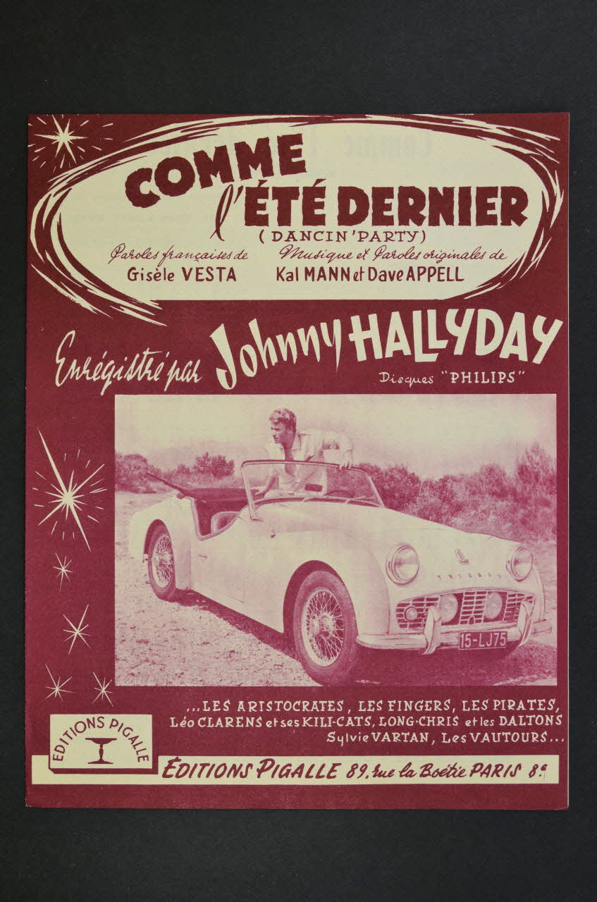 Dave Appell ; Kal Mann ; Gisèle Vesta ; Johnny Hallyday ; Editions Pigalle; chanson petit format 1962 1969.88.1398 Photo Mucem