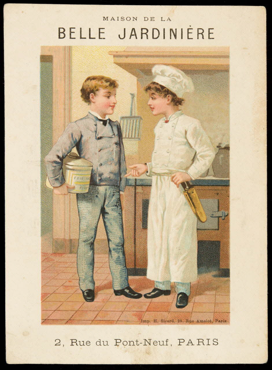 carte réclame Deux cuisiniers en pleine discussion 1998.77.285.1 Photo