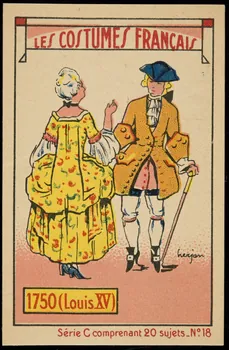 carte réclame LES COSTUMES FRANCAIS  1750 (Louis XV) 1998.77.307.5  Photo