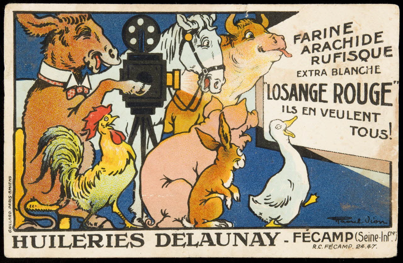 carte réclame Des animaux font une projection de film 1998.77.325.1 Photo