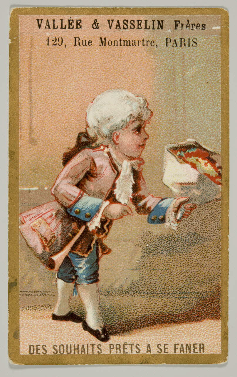 Romanet carte réclame DES SOUHAITS PRETS A SE FANER Paris 1878-1889 1998.77.36.3 Photo