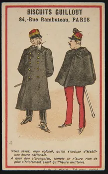 carte réclame Vous savez, mon colonel [...] qu'l'heure militaire. Paris 1889-1914 1998.77.53.9  Photo