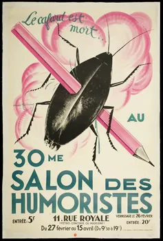 Galland André ; Lucien Serre & Cie; Serre Lucien affiche Le cafard est  mort...  AU  30ME  SALON DES  HUMORISTES Ile-de-France, France 1938 1999.27.3 Photo