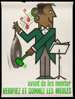 estampe avant de les monter  VERIFIEZ ET SONNEZ LES MEULES 1999.82.168  Photo