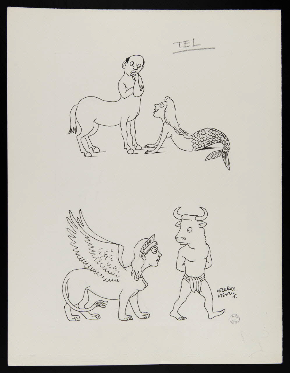 Maurice Henry illustration de presse Centaure et sirène, sphinge et Minotaure 1950-1970 2000.33.24 Photo