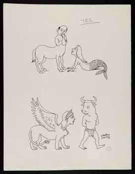 Maurice Henry illustration de presse Centaure et sirène, sphinge et Minotaure 1950-1970 2000.33.24 Photo