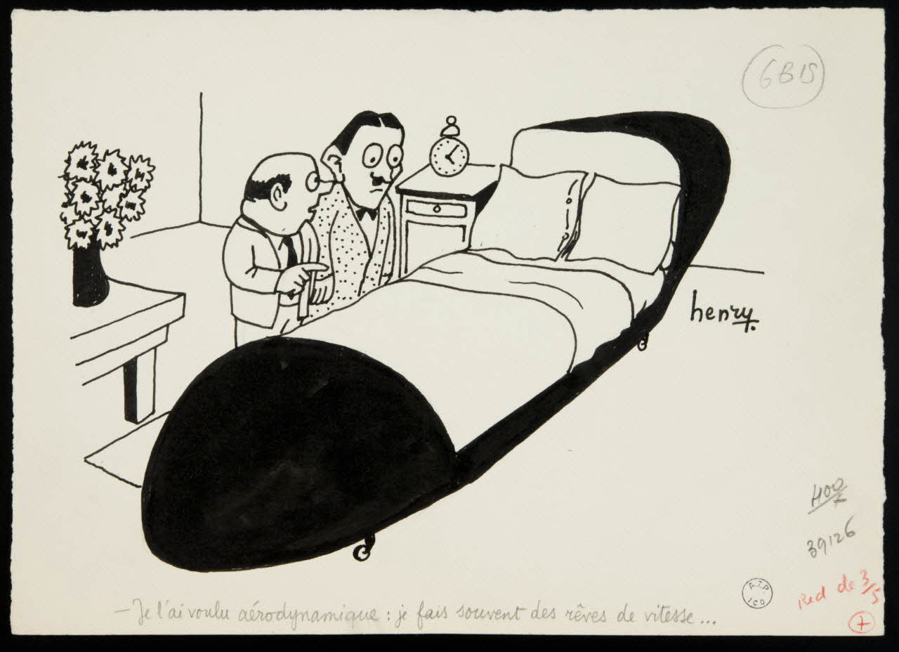 Maurice Henry illustration de presse Je l'ai voulu aérodynamique  : je fais souvent des rêves de vitesse... 1934 2000.33.4 Photo