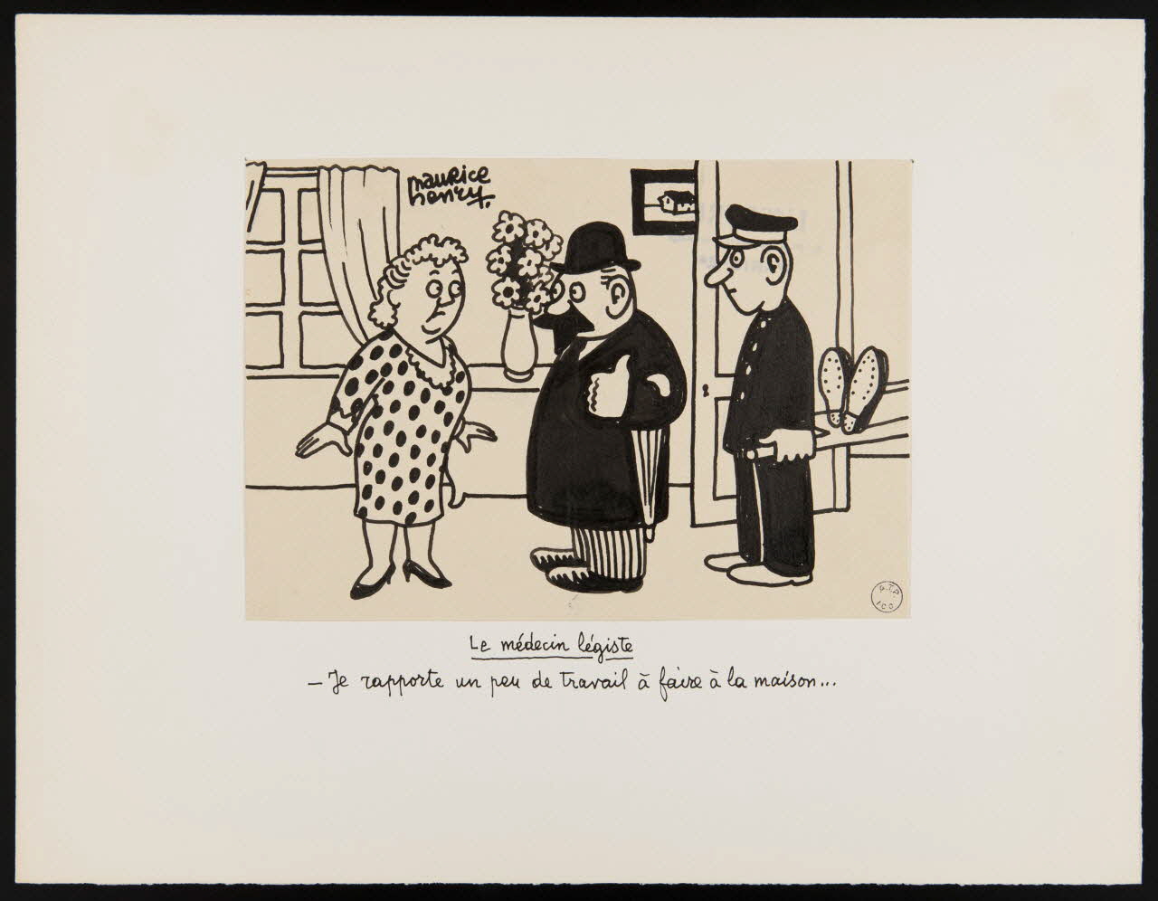 Maurice Henry illustration de presse Le médecin légiste  - Je rapporte un peu de travail à faire à la maison... 1936 2000.33.6 Photo