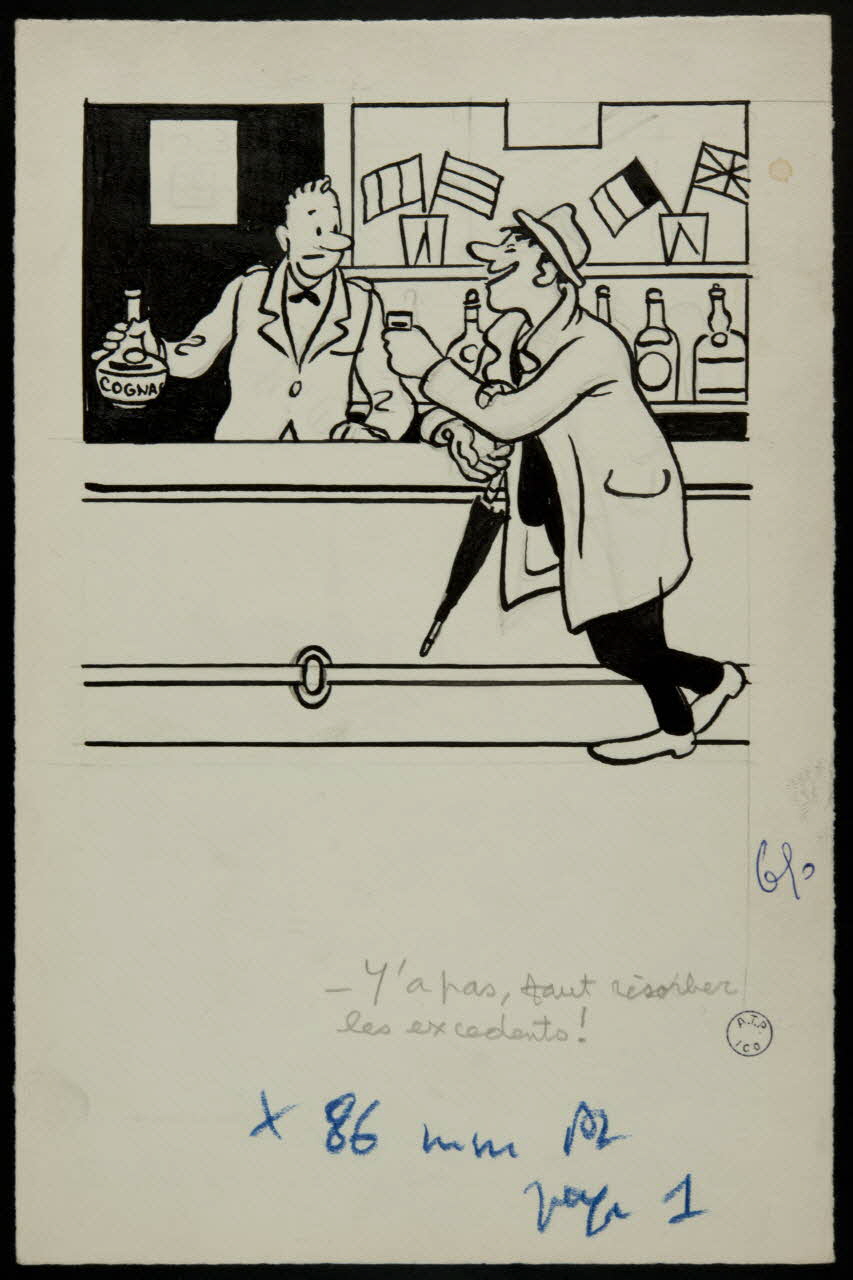 Alain Saint-Ogan illustration de presse Y a pas, faut résorber  les excédents ! 1963 2001.20.1 Photo