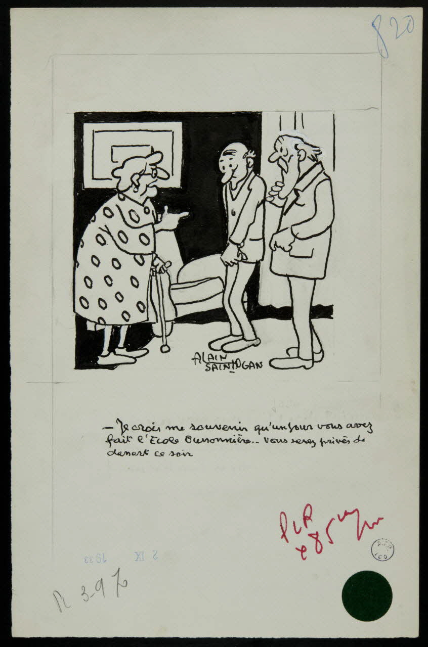 Alain Saint-Ogan illustration de presse Je crois me souvenir qu'un jour vous avez  fait l'Ecole Buissonnière... Vous serez privés de  dessert ce soir 1970 2001.20.10 Photo