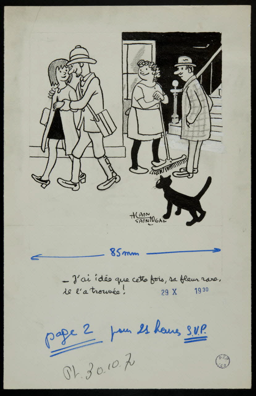 Alain Saint-Ogan illustration de presse J'ai idée que cette fois, sa fleur rare,  il l'a trouvée 1970 2001.20.14 Photo