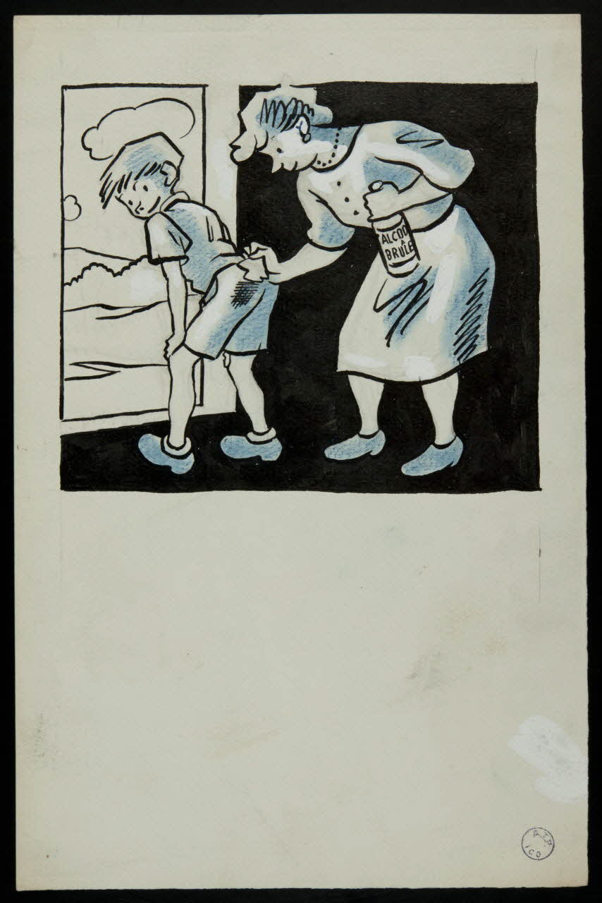 illustration de presse Une mère nettoie à l'acool à brûler les fonds de culotte de son fils 2001.20.20 Photo