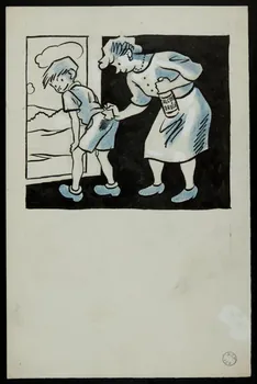 illustration de presse Une mère nettoie à l'acool à brûler les fonds de culotte de son fils 2001.20.20 Photo
