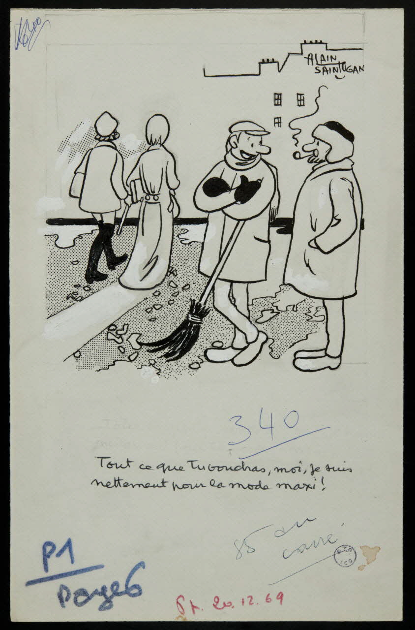 Alain Saint-Ogan illustration de presse Tout ce que tu voudras, moi, je suis  nettement pour la mode maxi ! 1969 2001.20.7 Photo