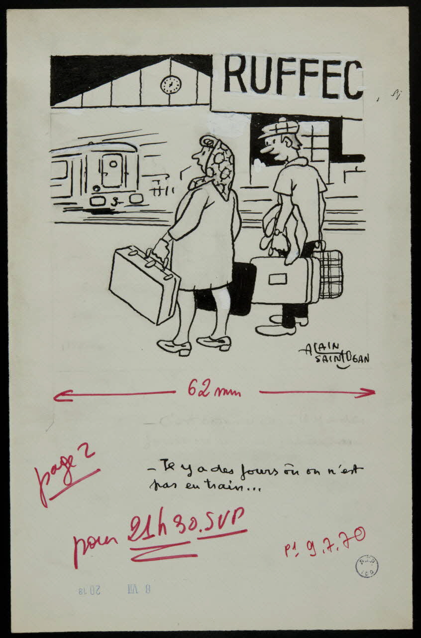 Alain Saint-Ogan illustration de presse Il y a des jours où on n'est  pas en train... 1970 2001.20.9 Photo
