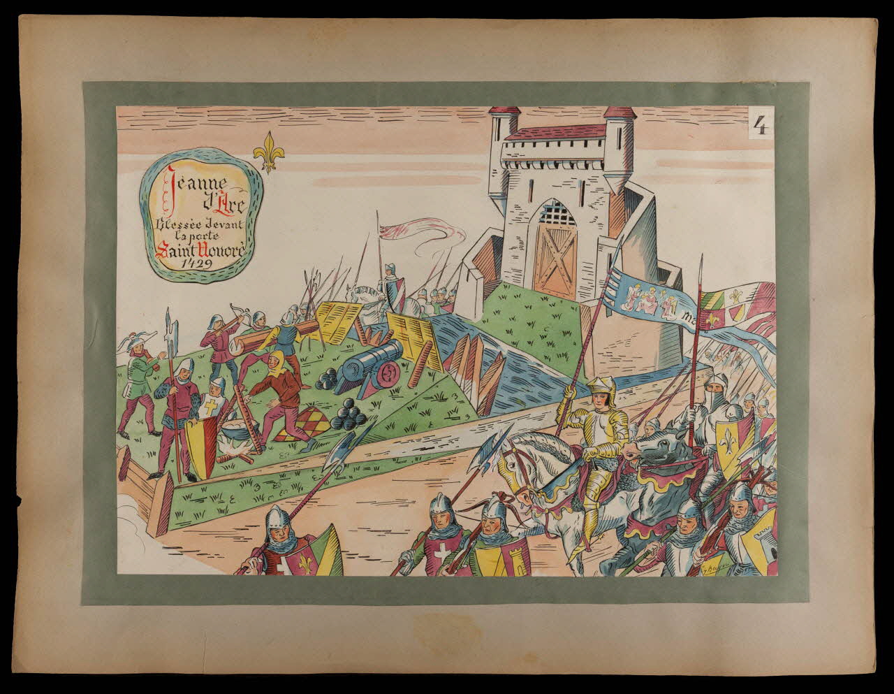 dessin 4  JEANNE  D'ARC  Blessée devant  la porte  Saint Honoré  1429 2001.21.100 Photo