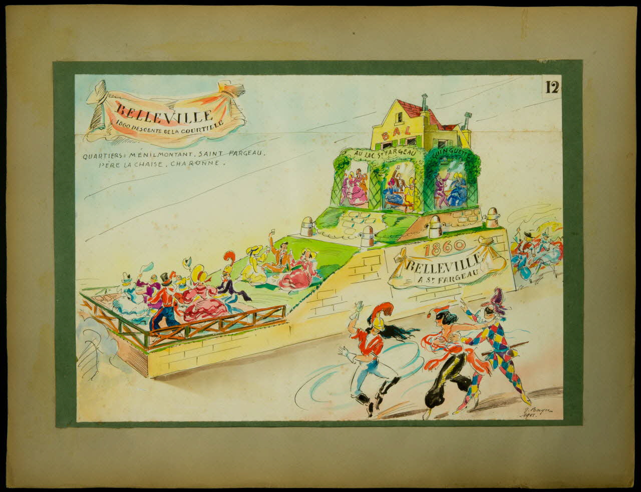 dessin 12  BELLEVILLE  1860 DESCENTE DE LA COURTILLE 2001.21.111 Photo