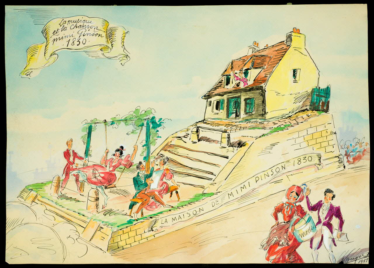 Georges Berger dessin La musique  et la Chanson  mimi Pinson  1830 1951 2001.21.112 Photo