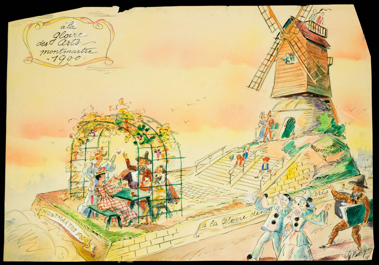 dessin à la  gloire  des arts  montmartre  1900 2001.21.113 Photo