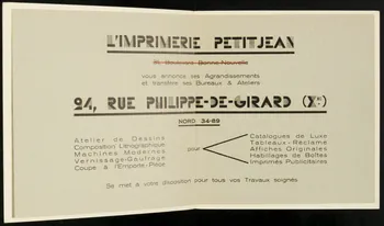 estampe PETITJEAN  IMPRIMEUR  PARIS 2001.21.50  Photo