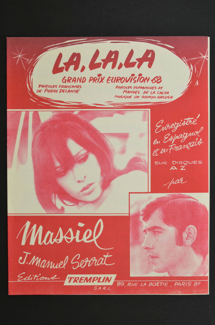 Manuel Calva, De La ; Ramon Arcusa ; Pierre Delanoë ; Massiel ; Juan Manuel Serrat ; Tremplin, Editions; chanson petit format 1968 1969.88.1409 Photo Mucem
