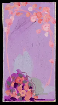 dessin Corbeille de fleurs sur fond mauve 2001.21.90.2 Photo
