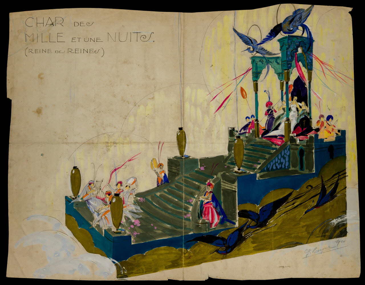 Georges Berger dessin CHAR DES  MILLE ET UNE NUITS.  (REINE DES REINES) 1920 2001.21.92 Photo