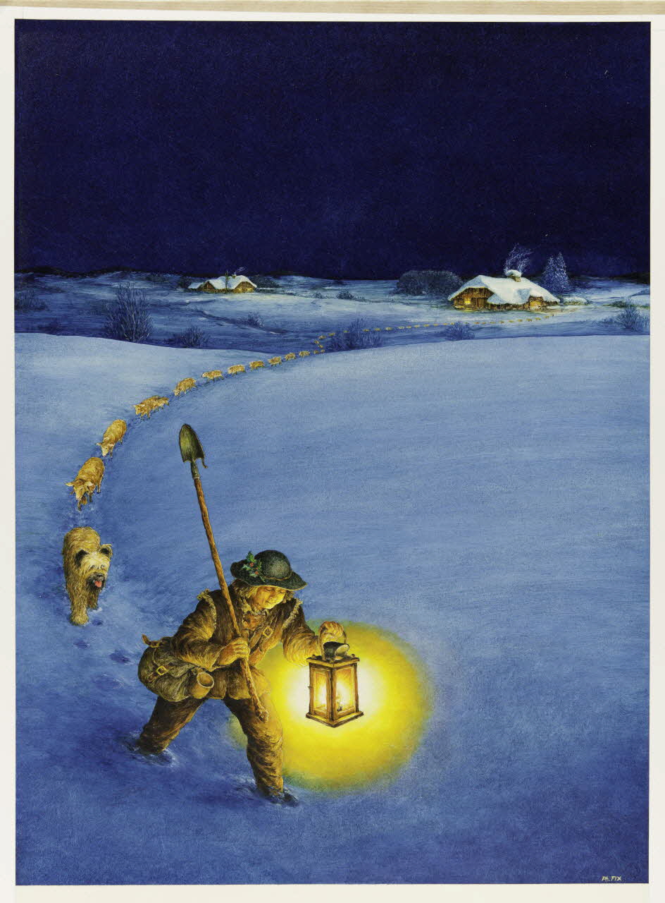 Fix Philippe dessin Le troupeau dans la neige 1997 2001.39.1 Photo