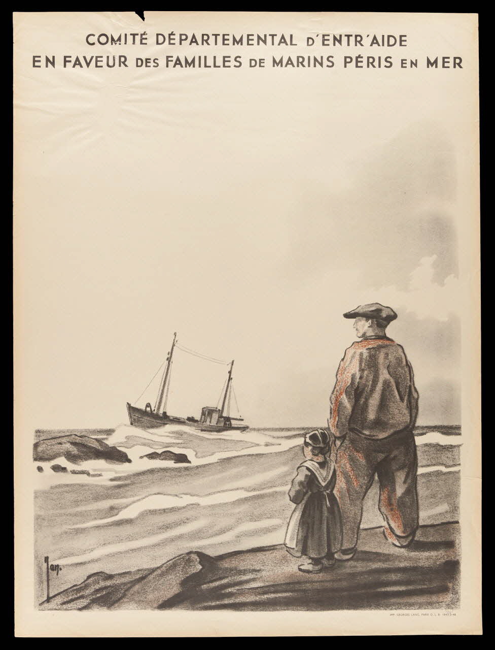 affiche COMITE DEPARTEMENTAL D'ENTR'AIDE  EN FAVEUR DES FAMILLES DE MARINS PERIS EN MER 2001.4.42 Photo