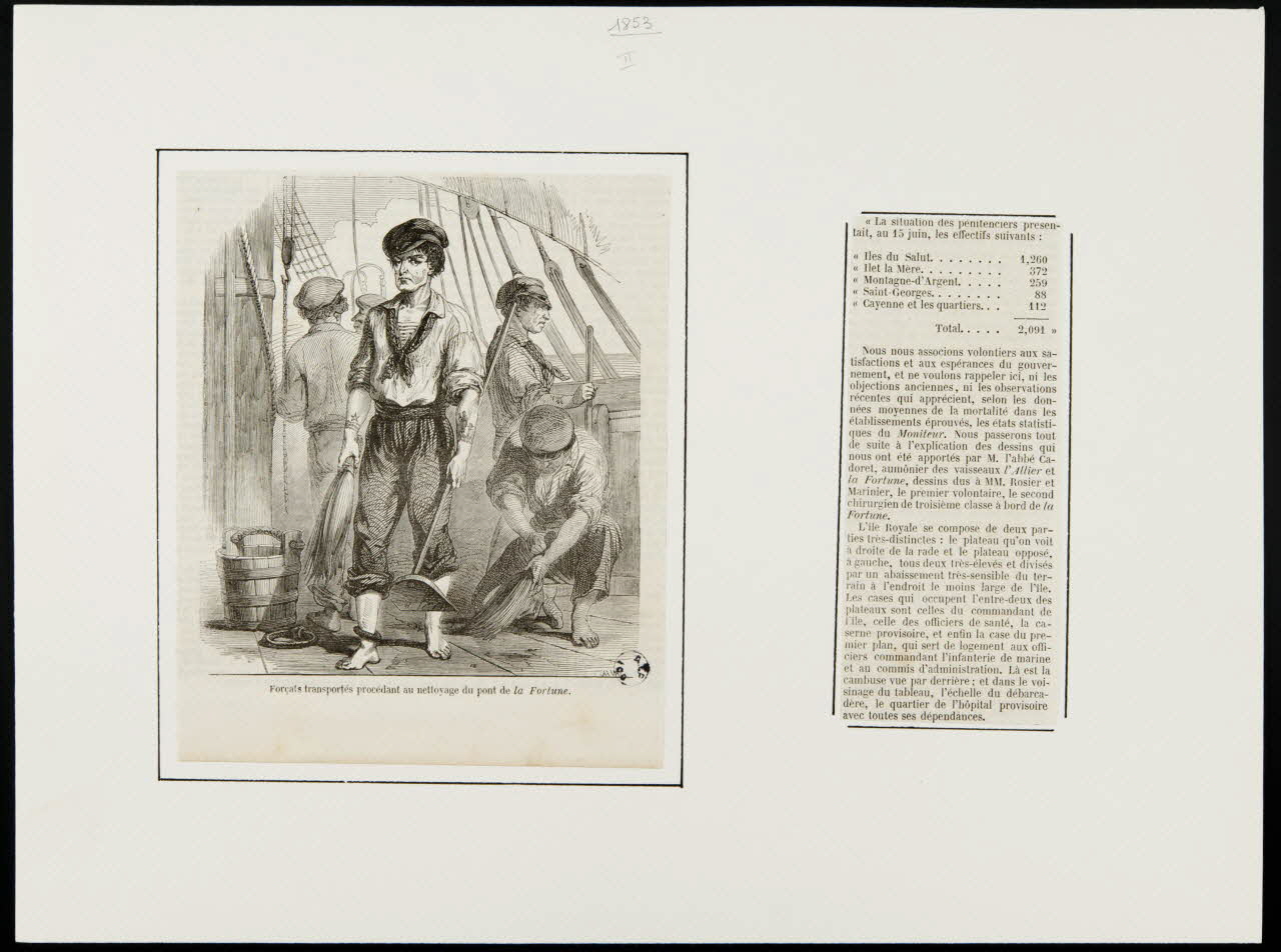 Aval illustration Forçats transportés procédant au nettoyage du pont de la Fortune. Ile-de-France, France 1853 2001.41.76 Photo