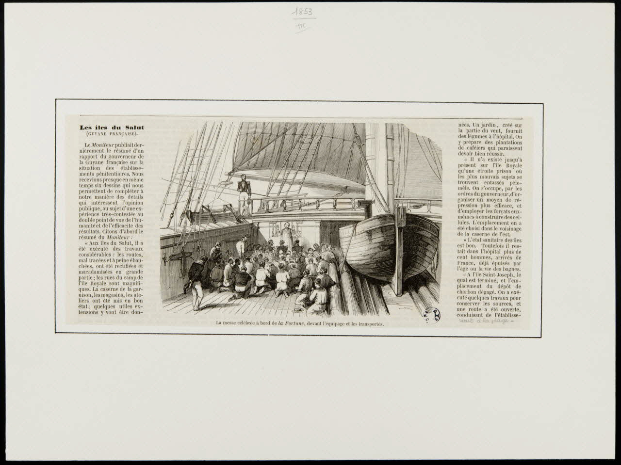 illustration La messe célébrée à bord de la Fortune, devant l'équipage et les transportés. Ile-de-France, France 1853 2001.41.77 Photo