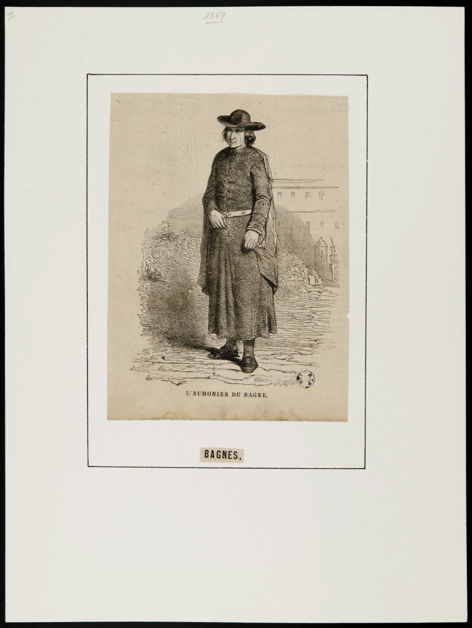 Lattache d'Avray ; Rouget illustration L'AUMONIER DU BAGNE. France 1869 2001.41.82 Photo