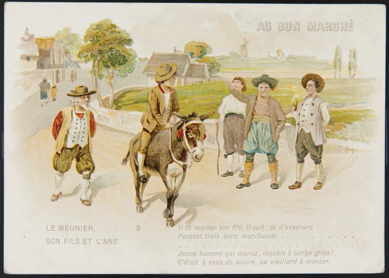 Courmont ; F. Cap (dessinateur) : ? carte réclame chromo Paris 1900 2001.61.21.2 Photo