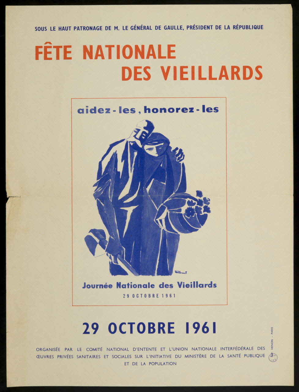 affiche FETE NATIONALE  DES VIEILLARDS Paris 1961 2001.61.26 Photo