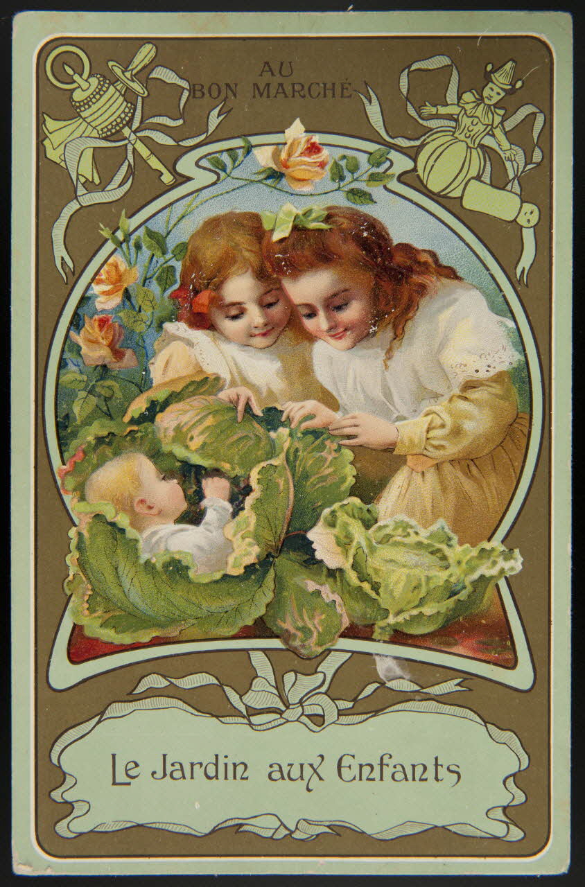 Aubert V. (dessinateur) : ? carte réclame chromo Paris 1900 2001.61.9.3 Photo Mucem